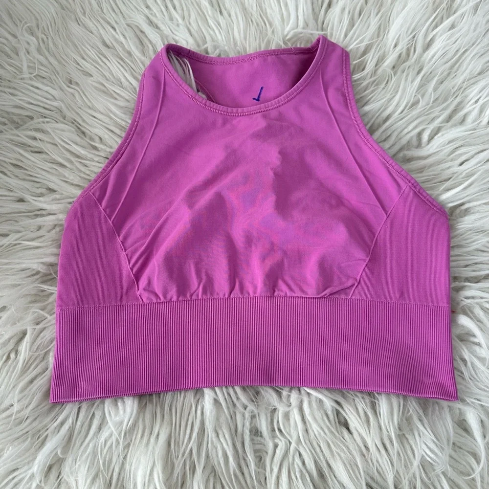 ULULEMON PINK EBB TO TRAIN HIGH NECK SPORTS BRA SIZE 8